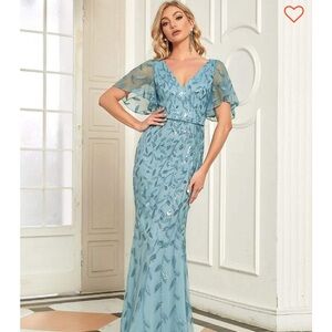 Elegant Teal Embellished Gown